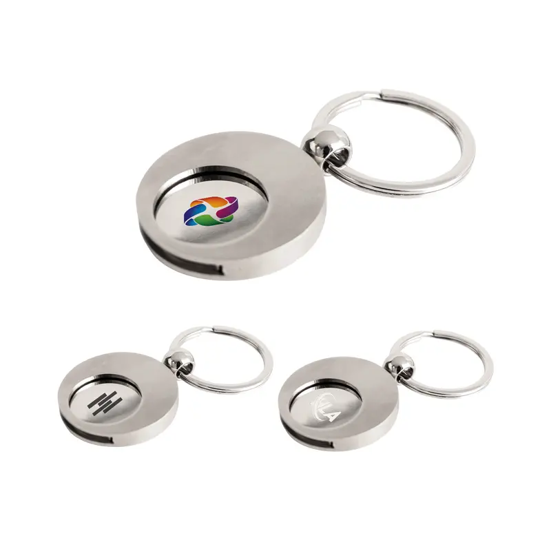Round Trolley Coin Keyring – Keyrings – available in silver colour