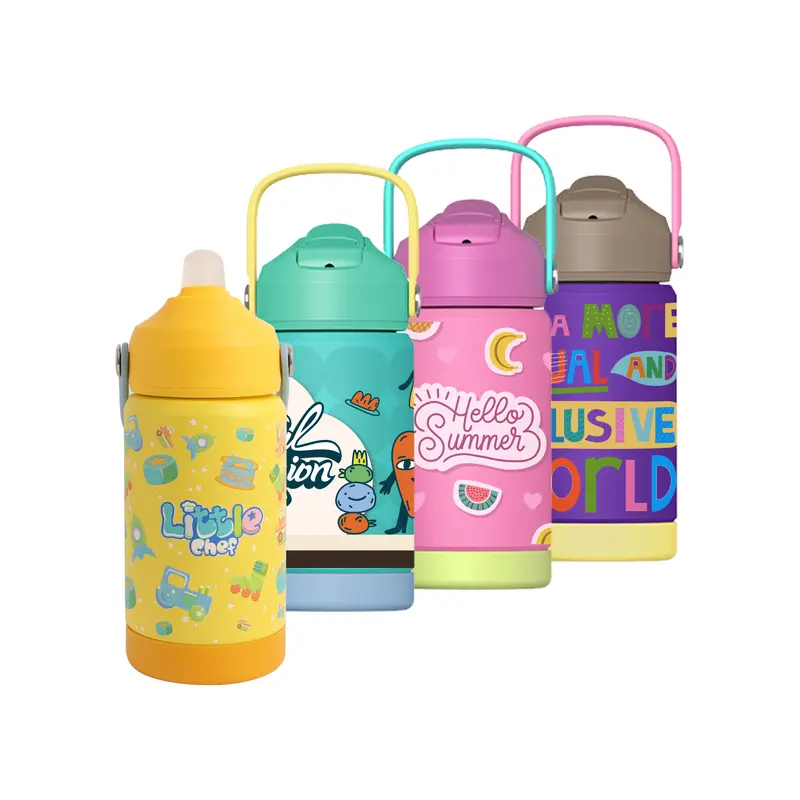 350ml Stainless Steel Kids Water Bottle – Drink Bottles – available in green, pink, purple, yellow colours