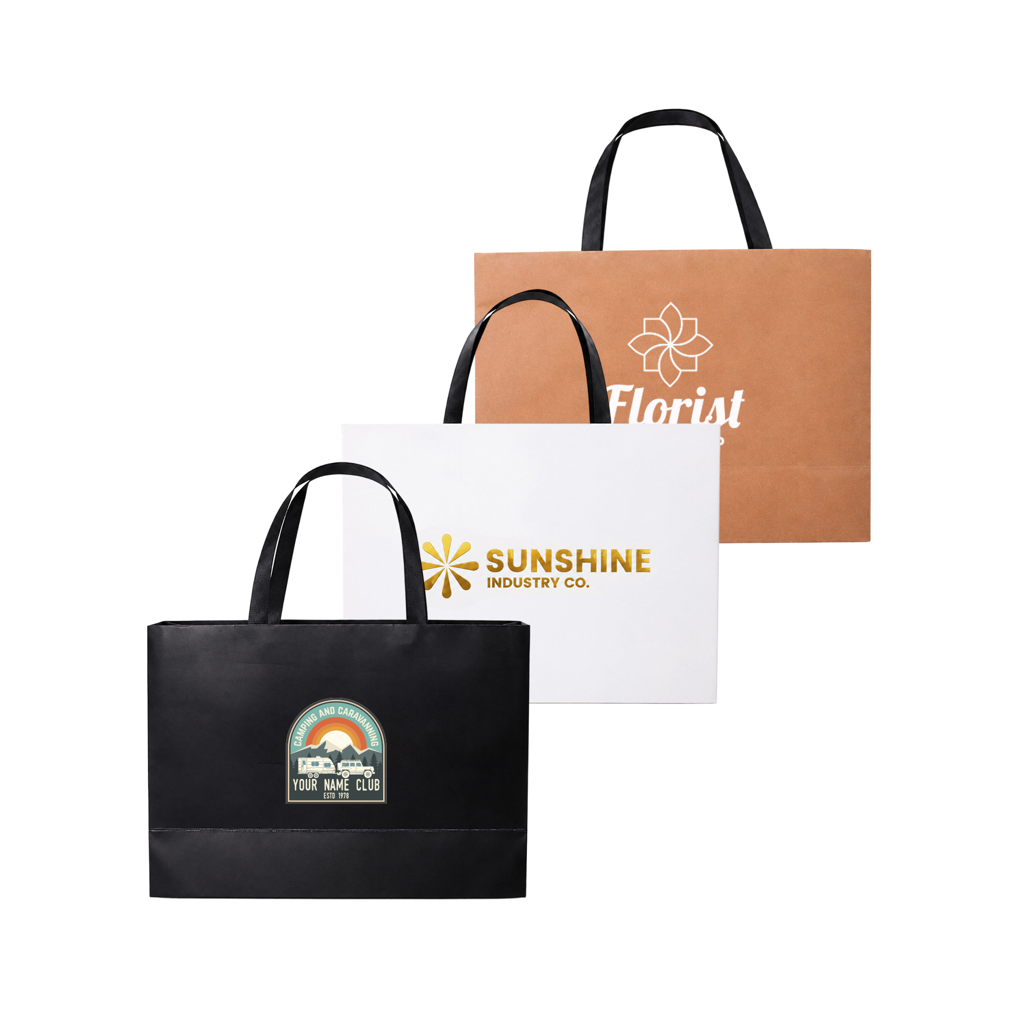 Large Paper Bag with Flat Handle(380 x 270 x 120mm) – Paper Bags – Promocollection – available in Black, Brown, White