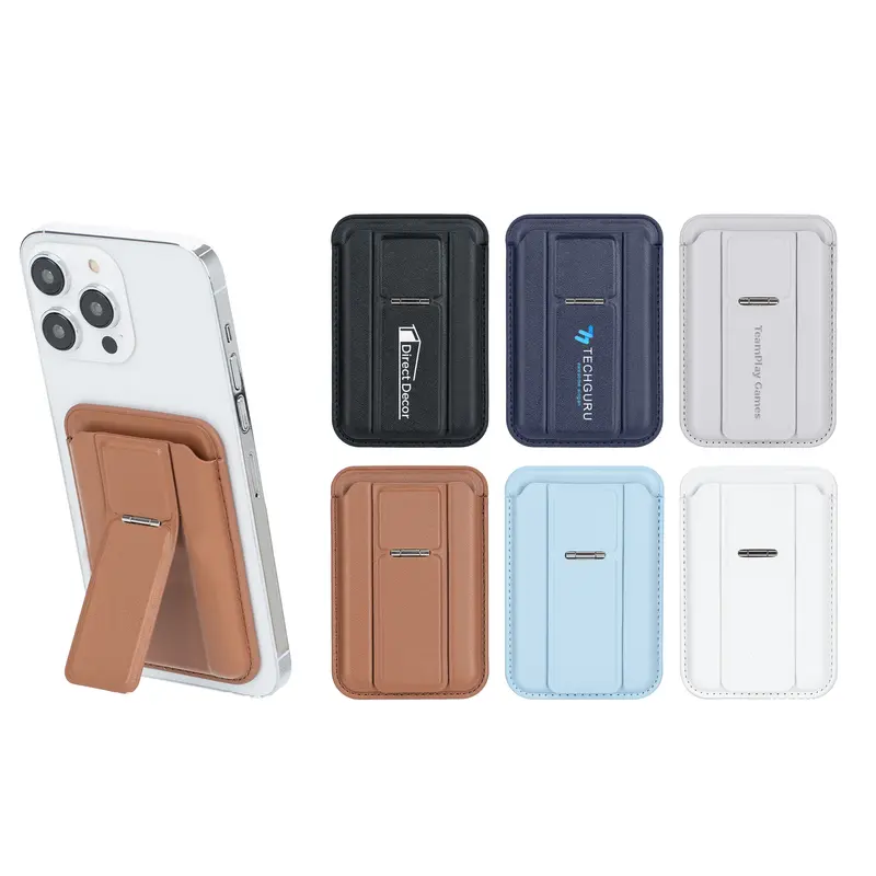 PU Magnetic Card Holder with Phone Stand – Phone Accessories – available in black, blue, brown, grey colours and 1 more