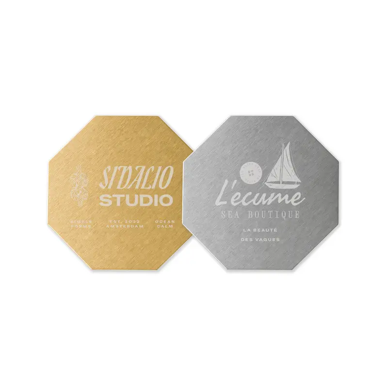 Octagonal Metal Coaster – Coasters – available in gold, silver colours
