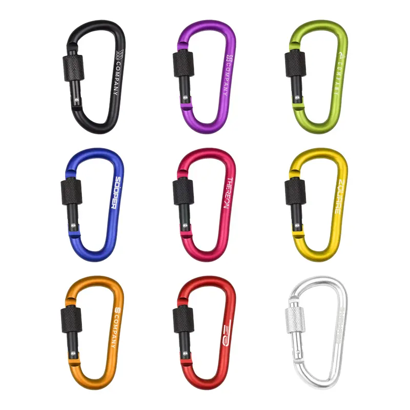 D-Shaped Screw Lock Keychain – Misc Outdoors – available in black, blue, gold, green colours and 5 more