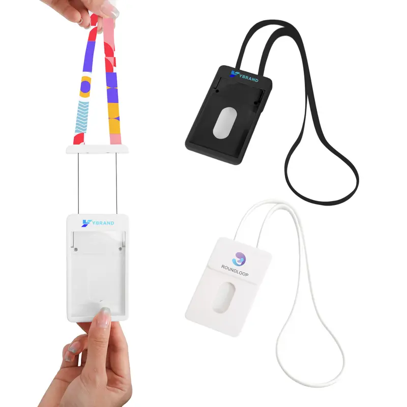 ABS Retractable Card Holder with Lanyard – Badge Holders – available in black, white colours