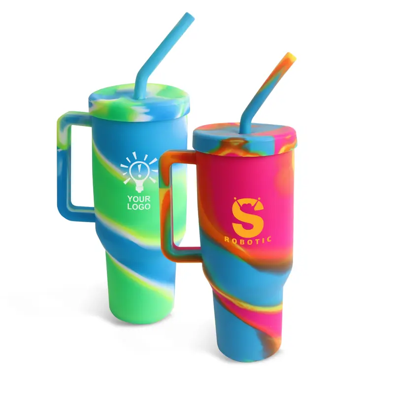 1200ml Custom Silicone Cup with Handle – Reusable Coffee Cups – available in multi colour