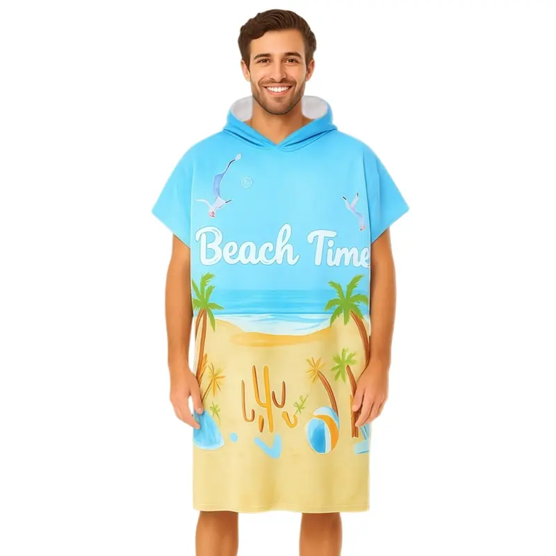 100% Cotton Sublimation Hoody Towel Surf Poncho Without Pocket – Blankets – available in multi colour