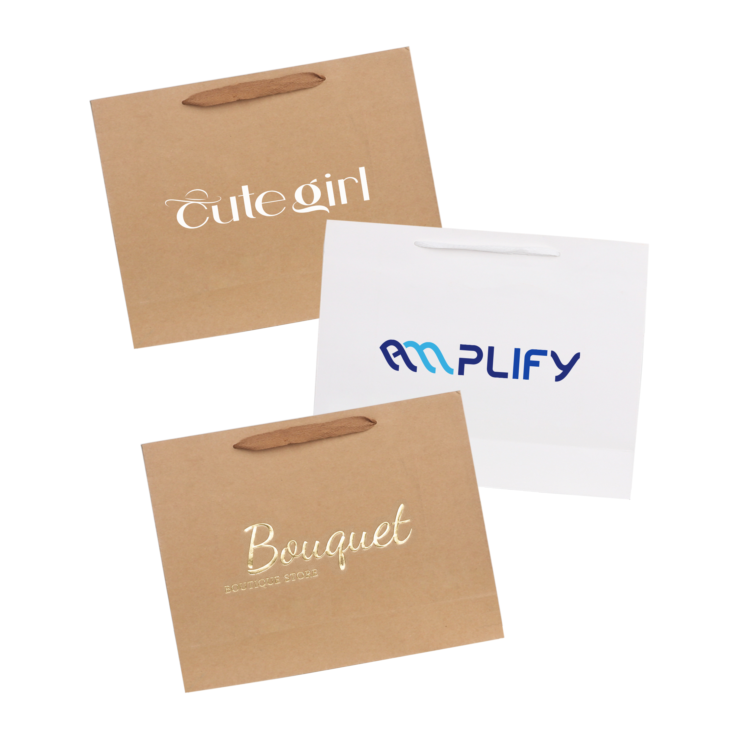 Large Crosswise Paper Bag with Fabric Flat Handle(320 x 250 x 110mm) – Paper Bags – Promocollection – available in Brown, White