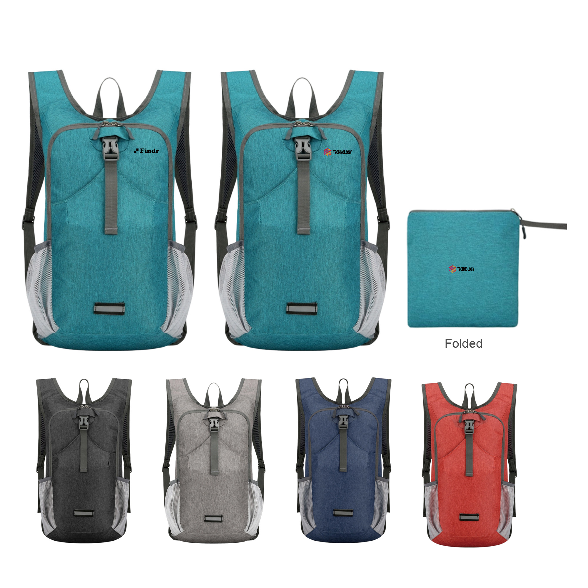 Large Packable Camping Backpack – Backpacks – Promocollection – available in Black, Denim Blue, Grey, Red