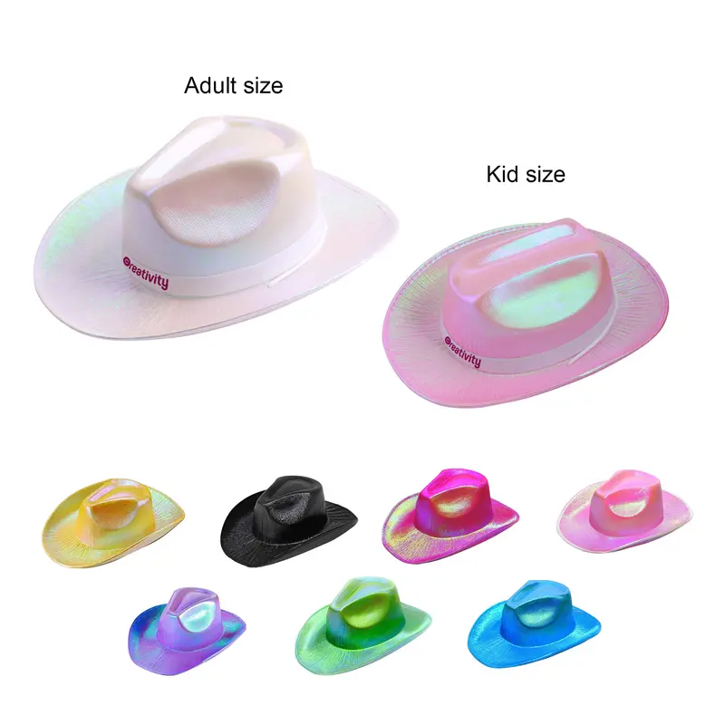 Iridescent Cowboy Hats – Misc Headwear – available in black, blue, green, pink colours and 3 more
