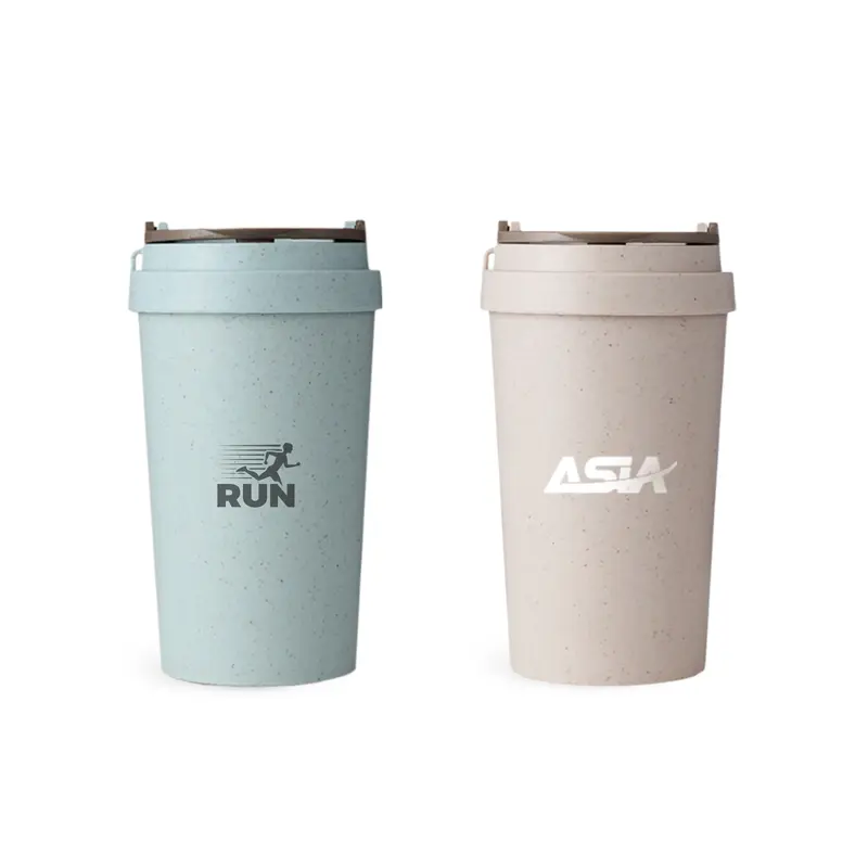 360ML Double Wall Wheat Straw Water Cup – Drink Bottles – available in beige, grey colours