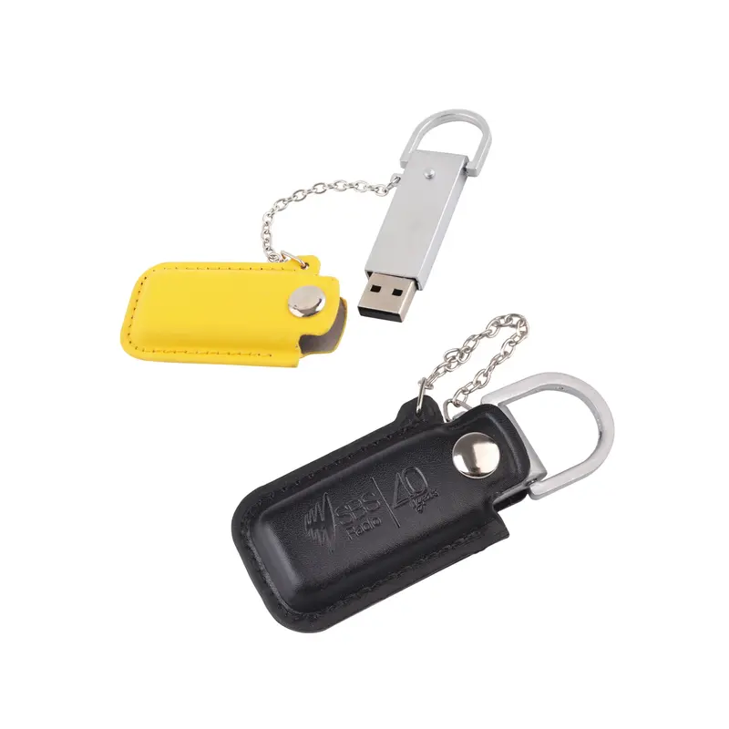 Leather Pouch Flash Drive – USB Drives – available in black, yellow colours