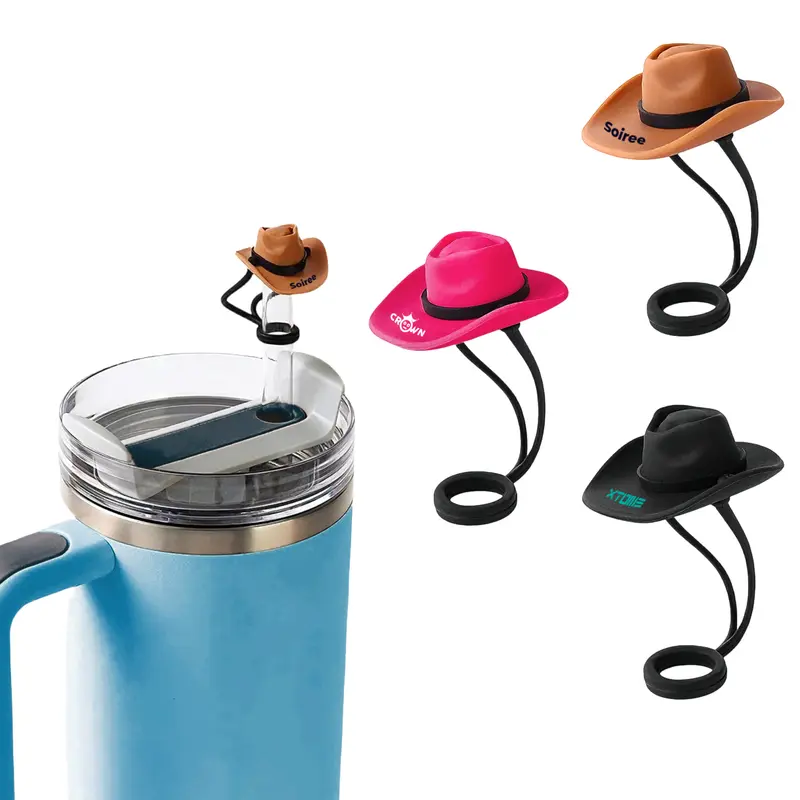 Brim Hat Silicone Straw Cover – Drinking Straws – available in black, brown, multi, pink colours