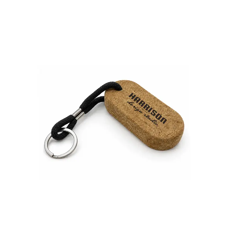 Oval Cork Keyring B – Keyrings – available in brown colour