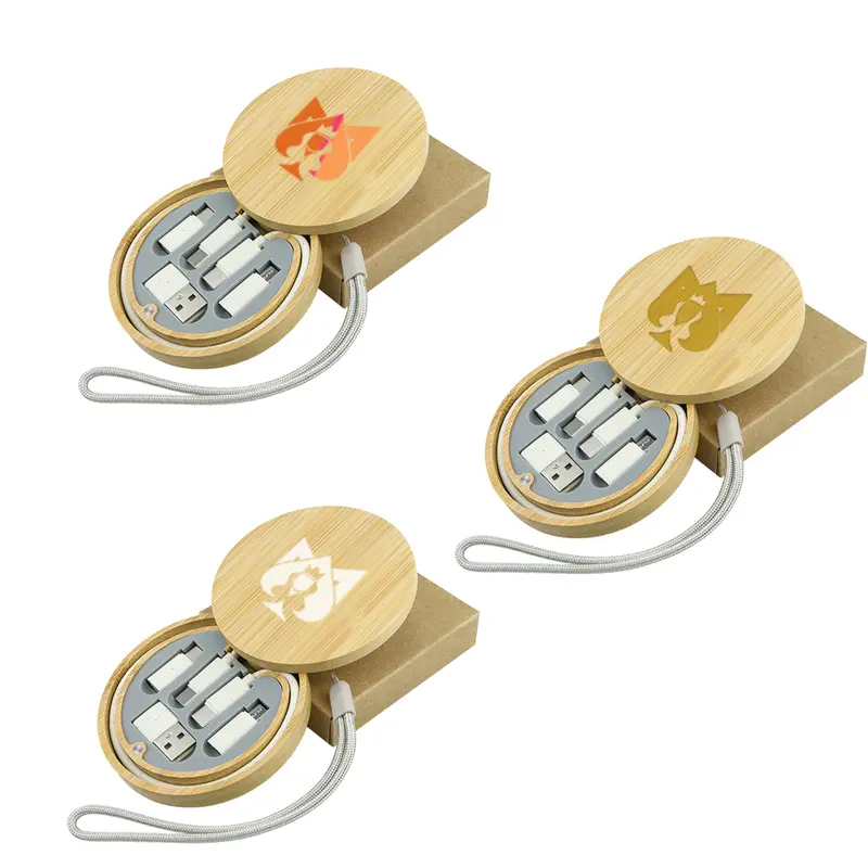 Bamboo Circular Cable Kit – Charging Cables – available in beige, brown colours