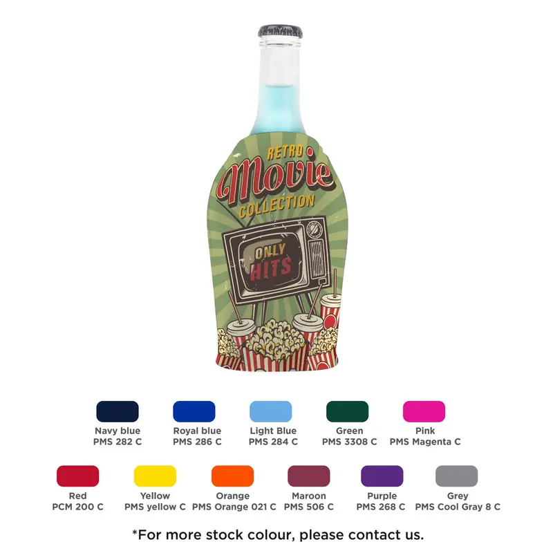 Short Bottle Cooler with Zipper – Stubby Holders – available in multi colour