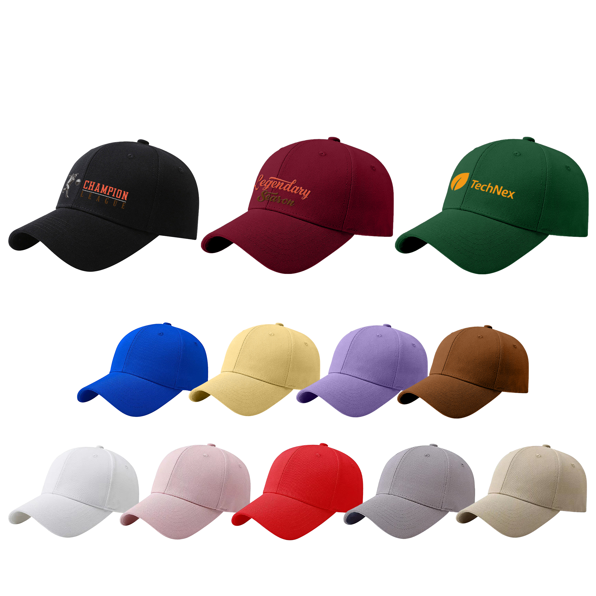6 Panel Cotton Hard Top Pure Baseball Cap