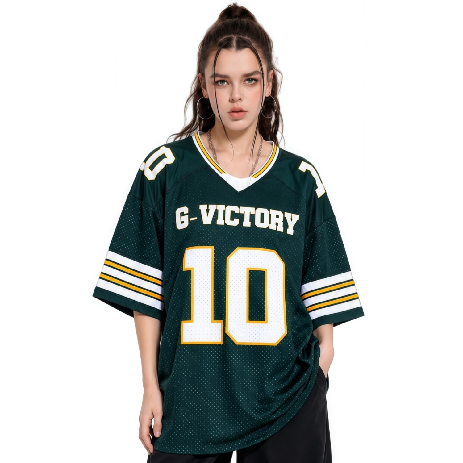 100% Polyester Unisex Sublimation Loose Retro V-Neck Hockey Jersey