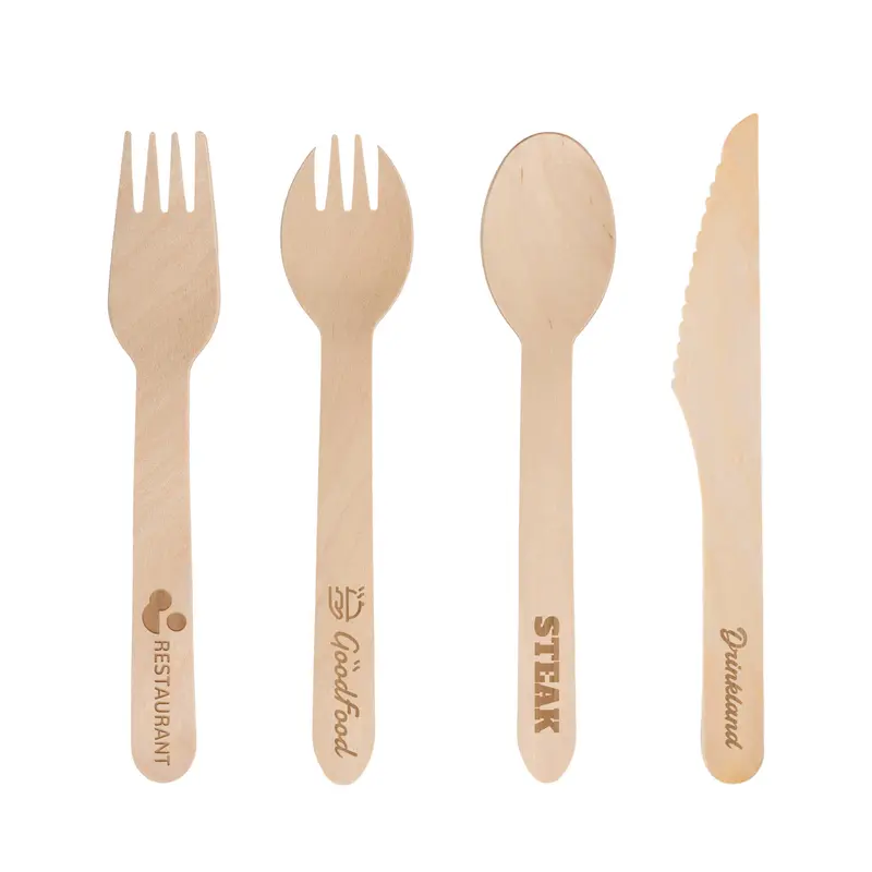 Pack of 100 Per Pack Disposable Wooden Cutlery - (Forks /Spoons/Knives/2 in 1 Spoon and fork)-(Big) – Misc Homeware – available in beige colour