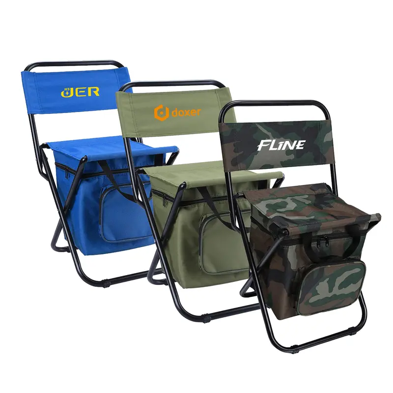 Adult Foldable Camping Chair with Cooler Bag – BBQ Sets – available in blue, green, multi colours