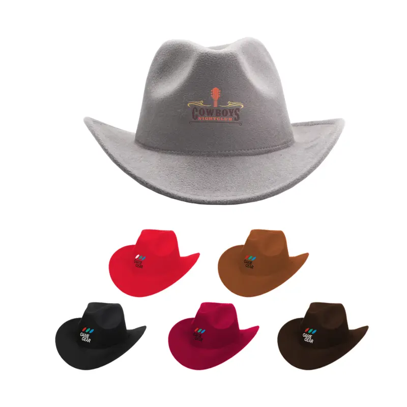 Classic Felt Fedora Cowboy Hat – Misc Headwear – available in black, brown, grey, red colours