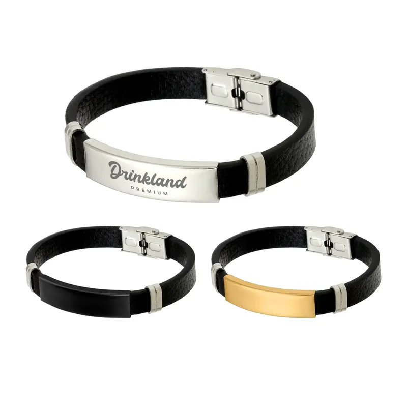 Custom PU Leather Bracelet – Accessories – available in black, gold, silver colours