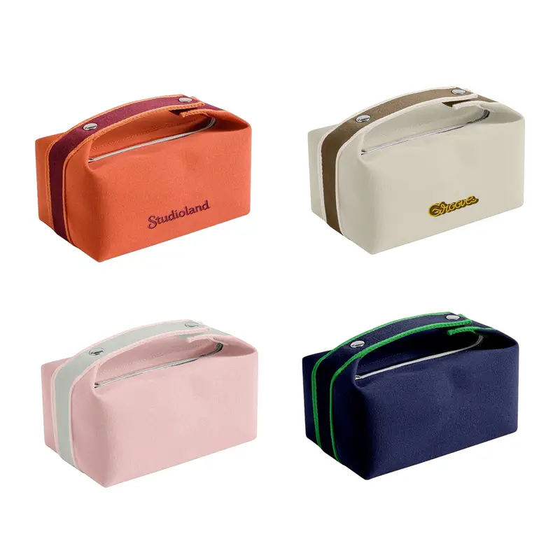 Portable Canvas Cosmetic Bag – Misc Bags – available in beige, blue, orange, pink colours