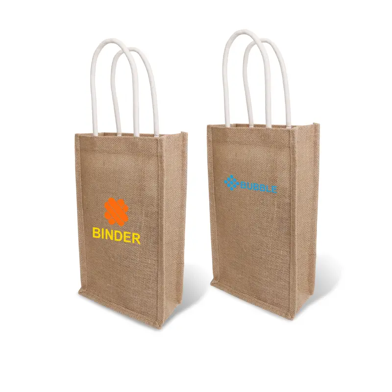 Jute Double Wine Carrier – Tote Bags – available in beige colour