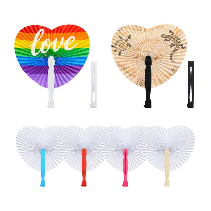 Heart Shape Plastic Handle Paper Fan – Misc Events