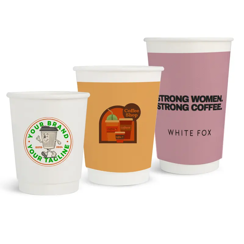 Home Compostable Aqueous Double Wall Paper Cups – Drink Bottles – available in white colour