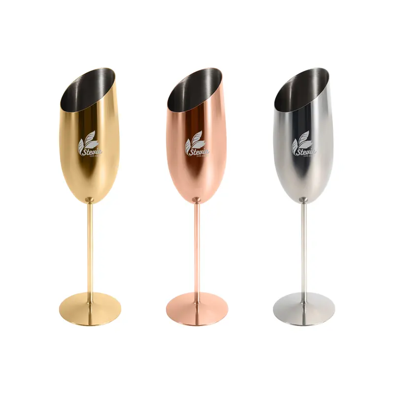 Stainless Steel Slanted Champagne Flute – Misc Drinkware – available in gold, silver colours