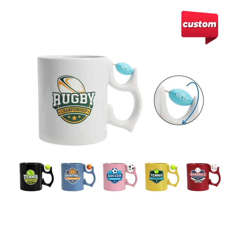 Ceramic Mug with Custom Spinner Toy – Misc Drinkware – available in black, blue, pink, red colours and 2 more