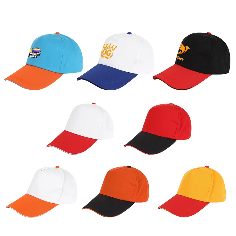 5 Panel Sandwich Bill Hat – Baseball Caps – available in black, blue, orange, red colours