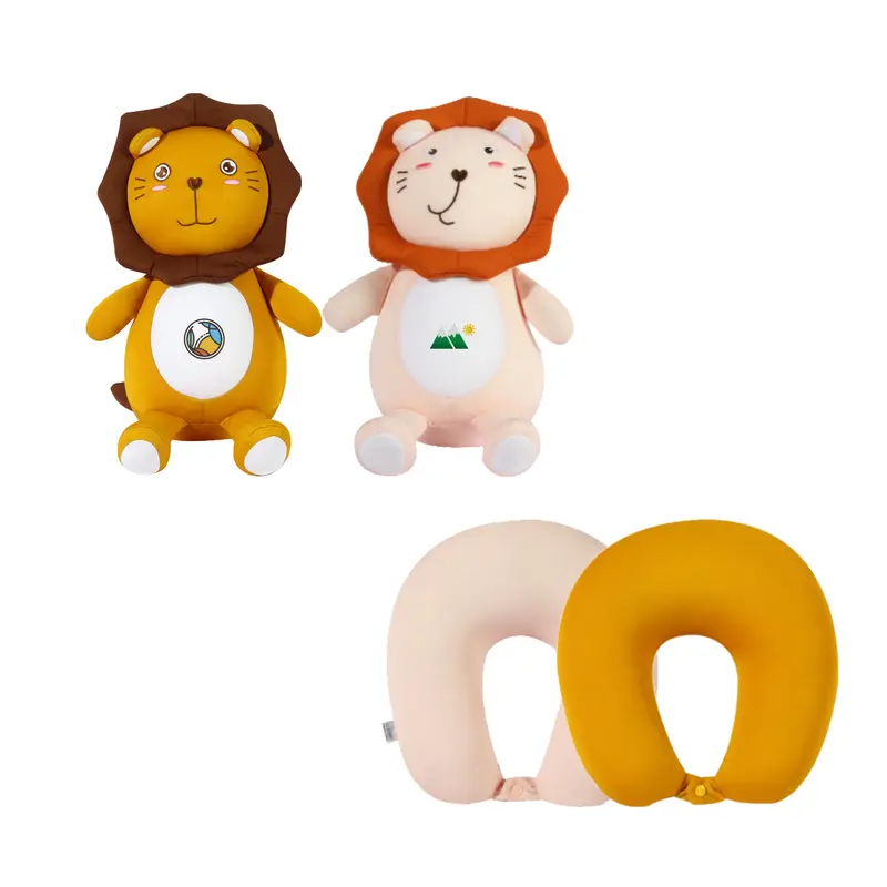 Lion Shaped 2 In 1 Travel Pillow – Misc Outdoors – available in pink, yellow colours
