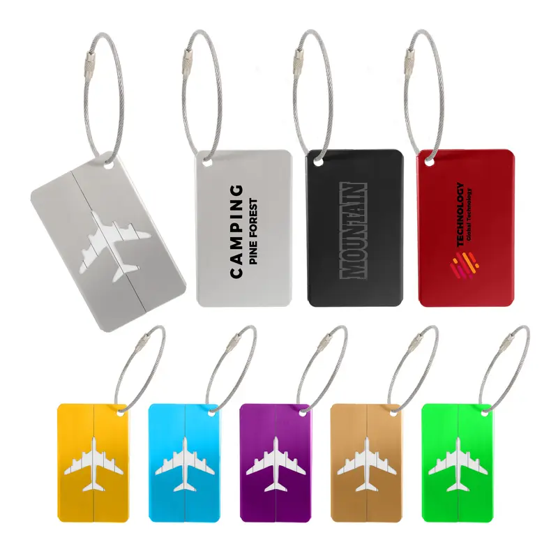 Plane Square Wire Cable Luggage Tag – Misc Outdoors – available in black, blue, brown, gold colours and 4 more