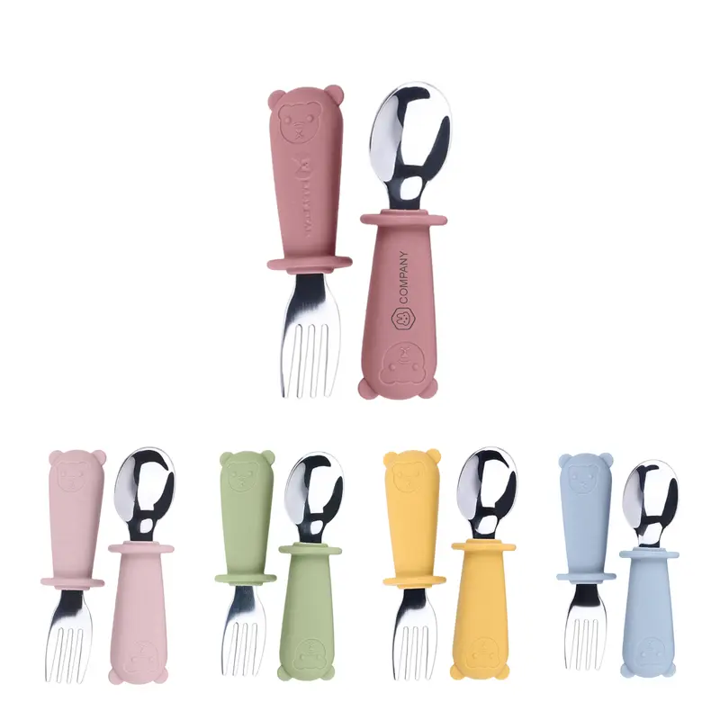 Silicone Stainless Steel Kids Cutlery – Misc Homeware – available in blue, green, pink, red colours and 1 more