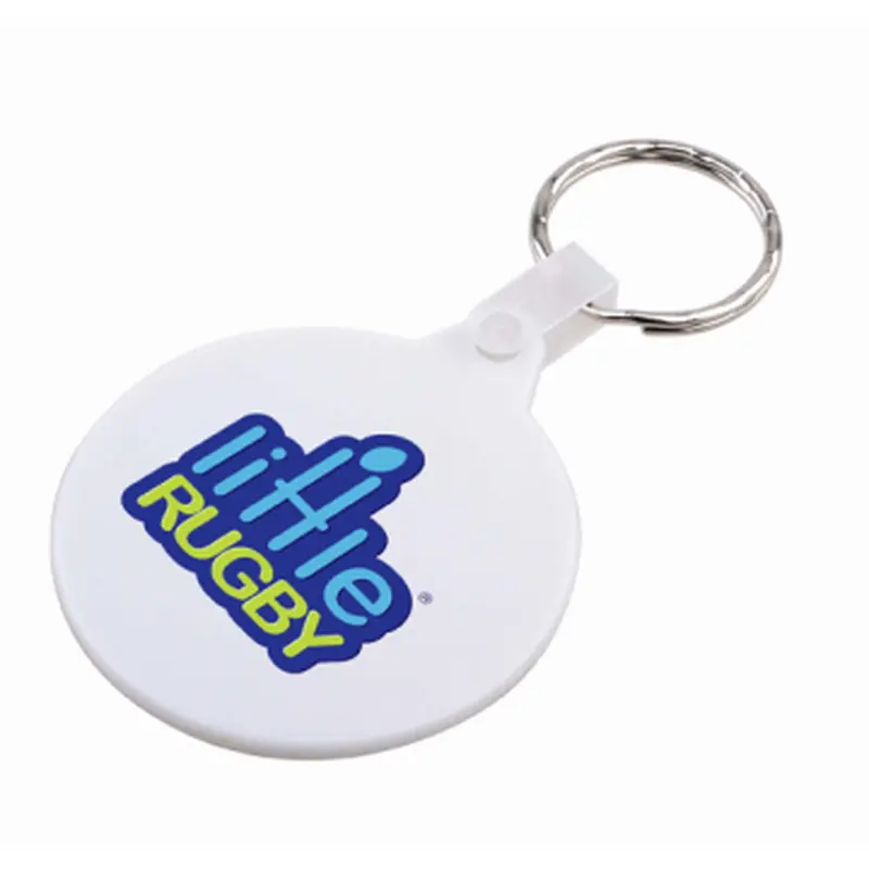 Round Hard Plastic Keyring – Keyrings – available in white colour