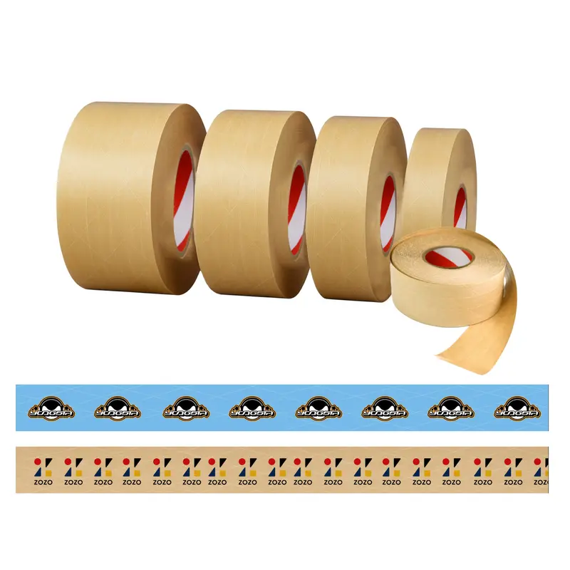Water Activated Reinforced Kraft Paper Tape – Misc Print – available in beige, multi, white colours