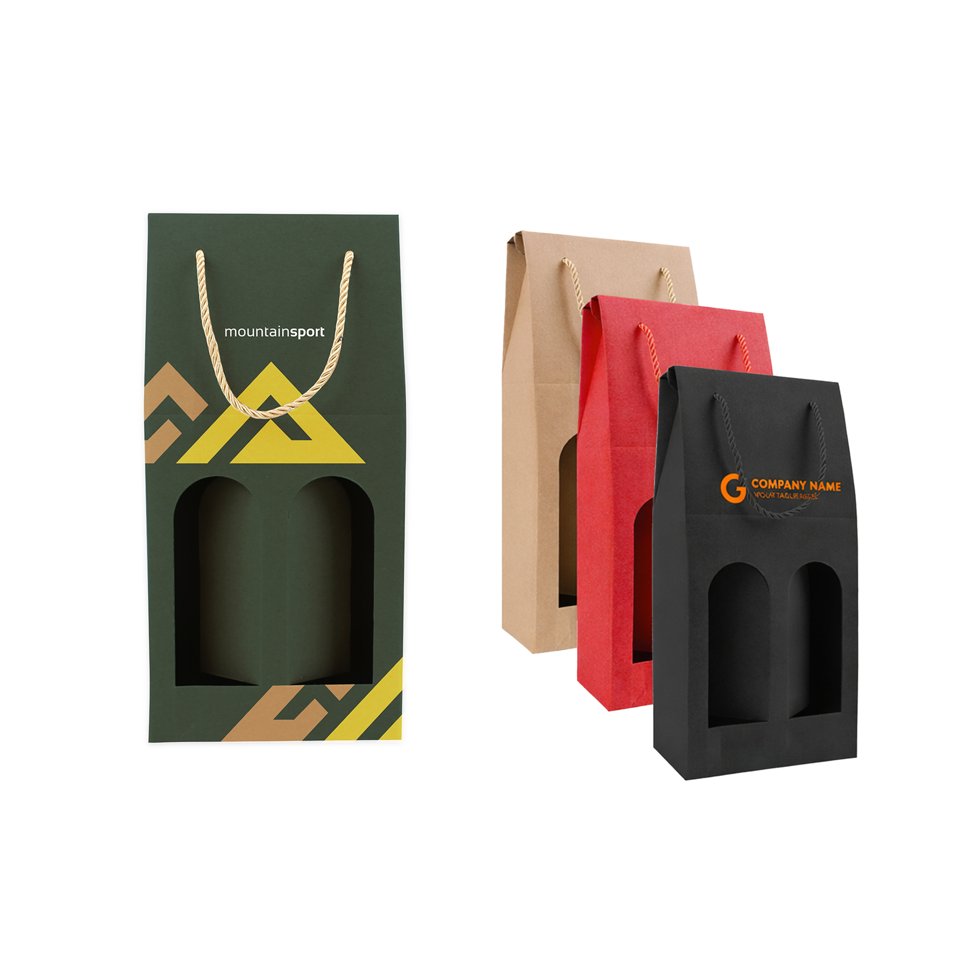 Double Bottle Wine Box with Rope Handle
