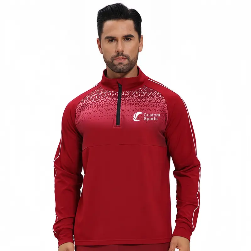 Polyester Spandex Sublimated Stand-Up Collar 1/4 Zip Splicing Raglan Jacket – Pullovers – available in multi colour