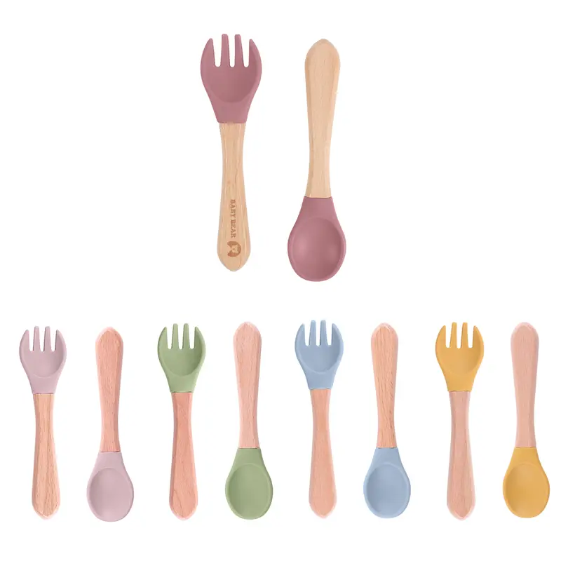 Ergonomic Silicone Kids Cutlery – Misc Homeware – available in blue, green, pink, red colours and 1 more