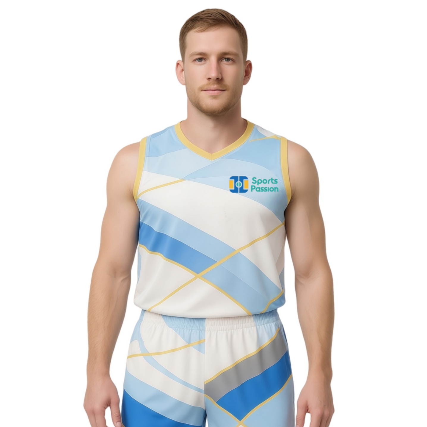 100% Polyester Sublimated Breathable Small V-Neck Sleeveless Sport Jersey