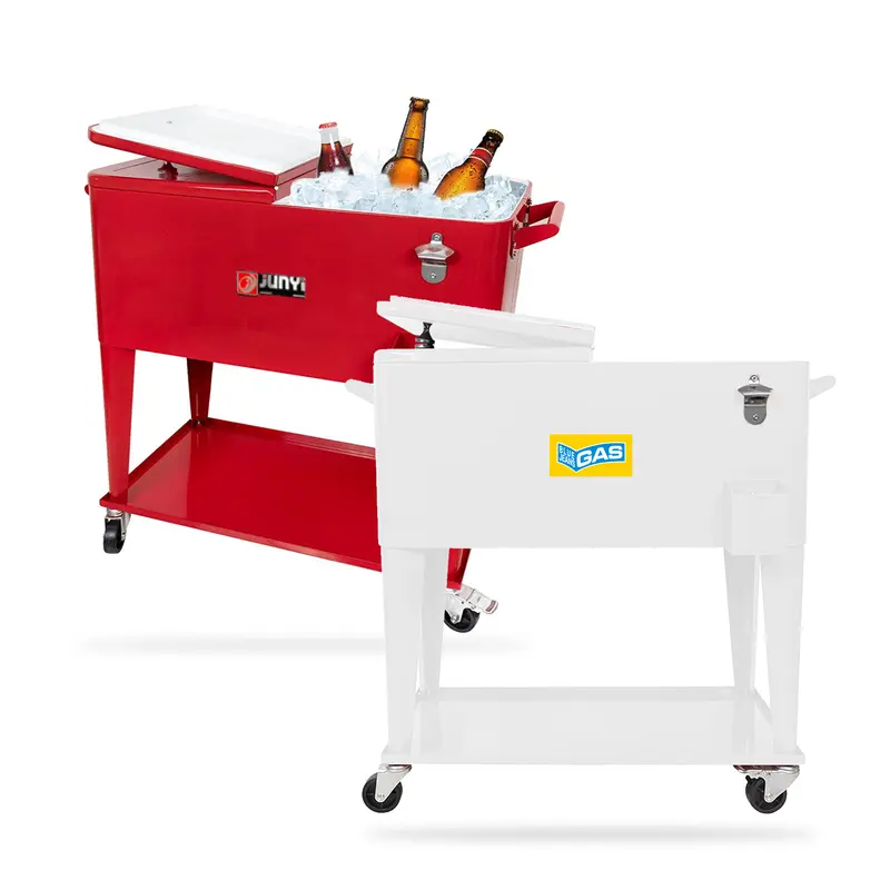 75L Cooler Box Trolley – BBQ Sets – available in red, white colours