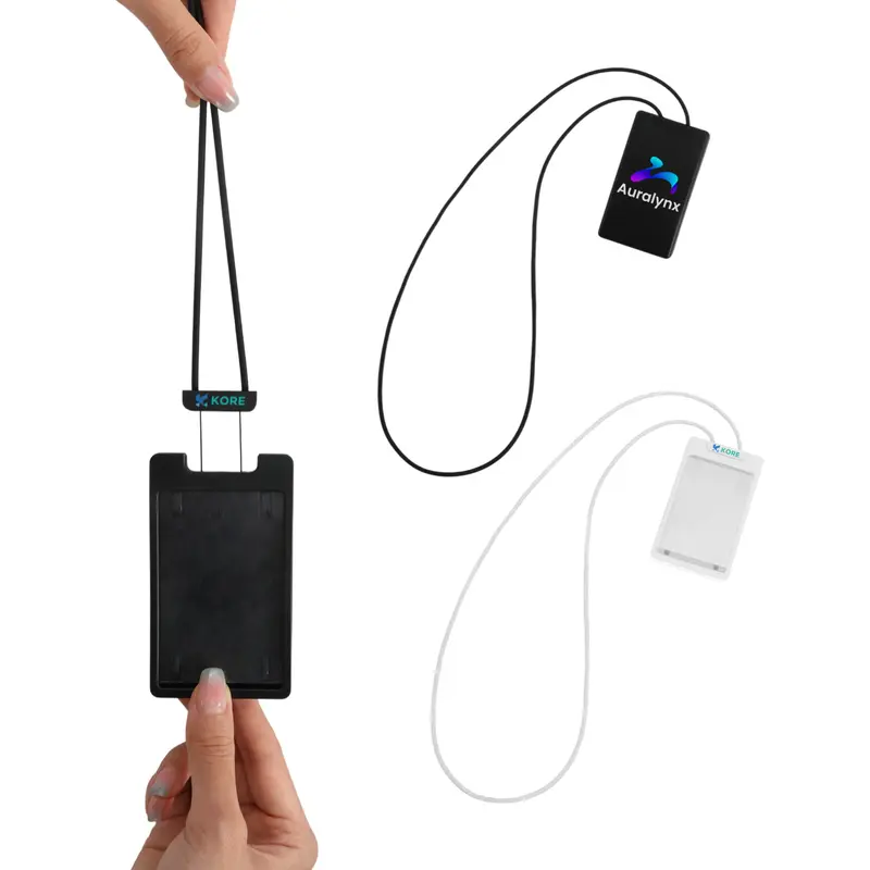 ABS Retractable Card Holder with Silicone Strap – Badge Holders – available in black, white colours