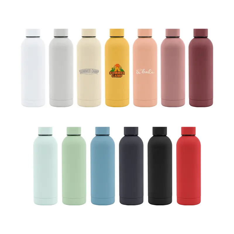 500ML Rubber Coated Double Wall Drink Bottle – Drink Bottles – available in beige, black, blue, brown colours and 8 more