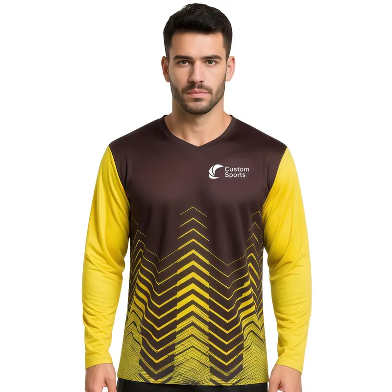 Unisex Adults 100% Polyester Micro Mesh Sublimated V-Neck Long Sleeves Shirt – T Shirts – available in multi colour
