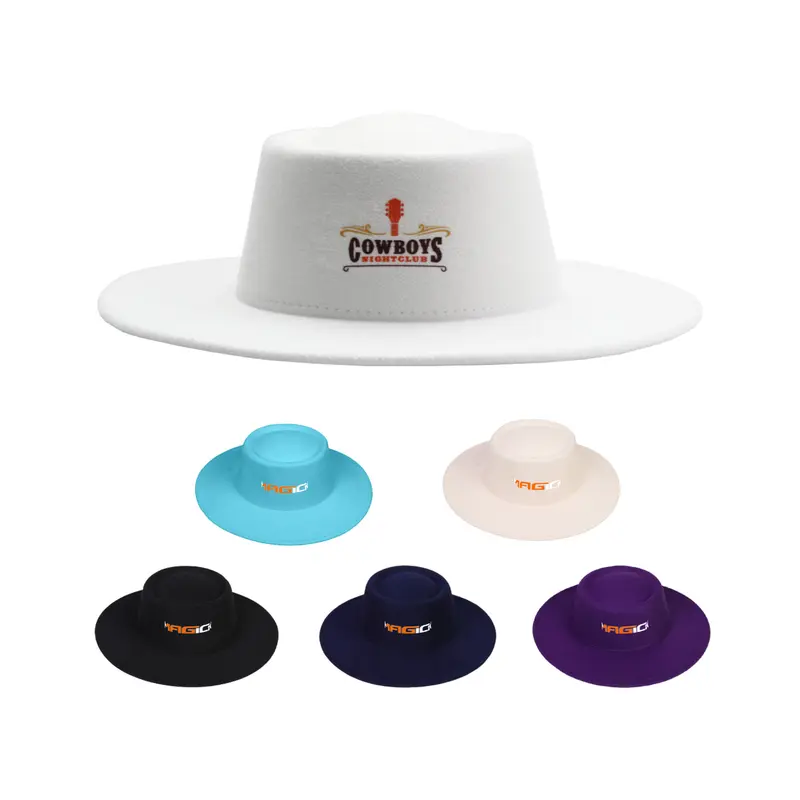 Flat Top Felt Fedora Hat – Misc Headwear – available in beige, black, blue, purple colours and 1 more