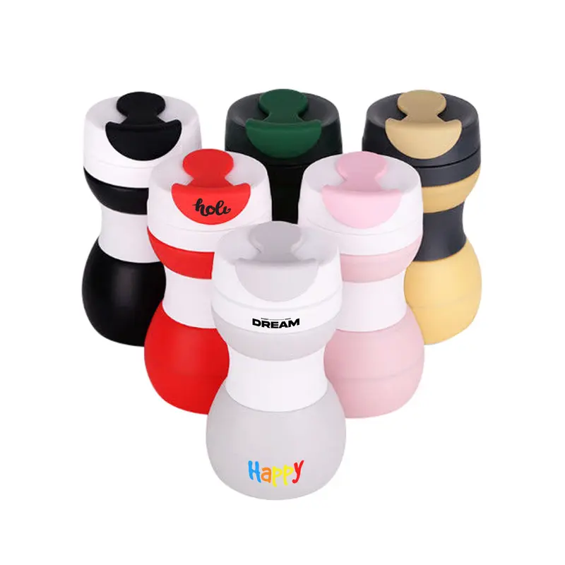500ml Collapsible Silicone Coffee Travel Cup – Travel Mugs – available in black, green, grey, pink colours and 1 more