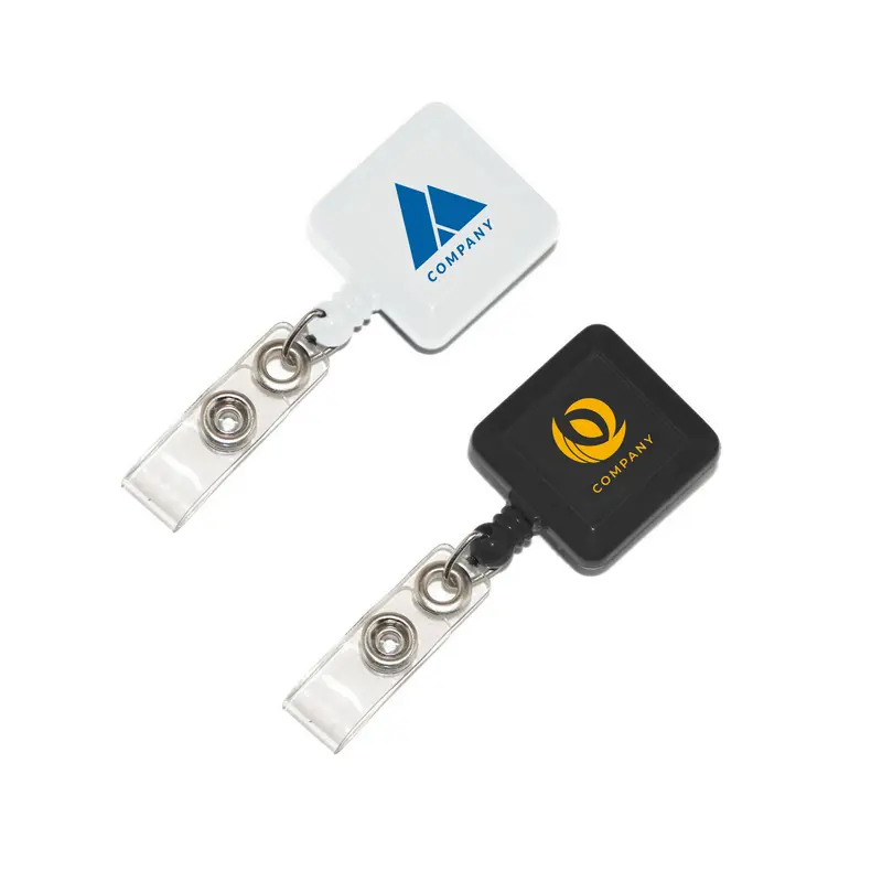 Square Retractable Card Holder – Lanyards – available in black, white colours