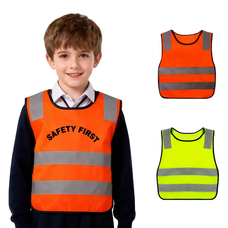 Kids Hi-Vis Reflective Safety Vest – Roughalls & Overalls – available in orange, yellow colours