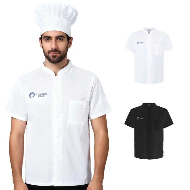 Classic Short Sleeves Single Breasted Chef Jacket – Aprons – available in black, white colours