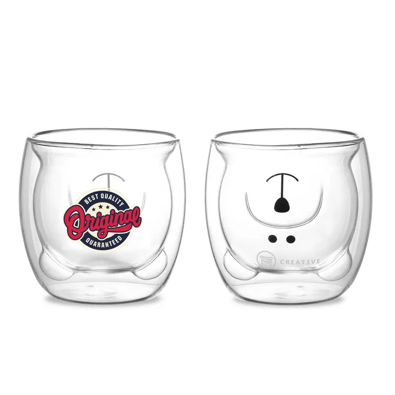 Bear Double Wall Glass – Drink Bottles – available in white colour